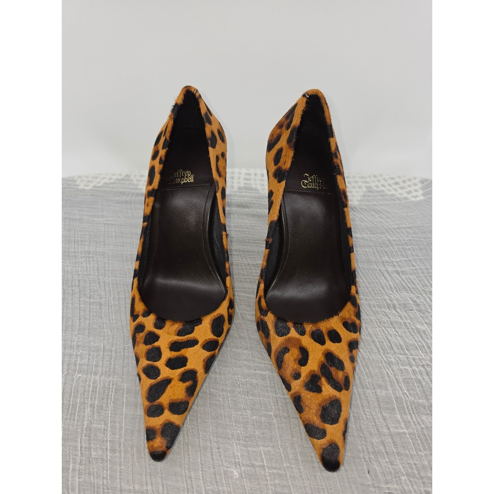 Jeffrey Campbell Leopard Print Calf Hair Pointed Toe Stiletto Pumps Heels 7.5M